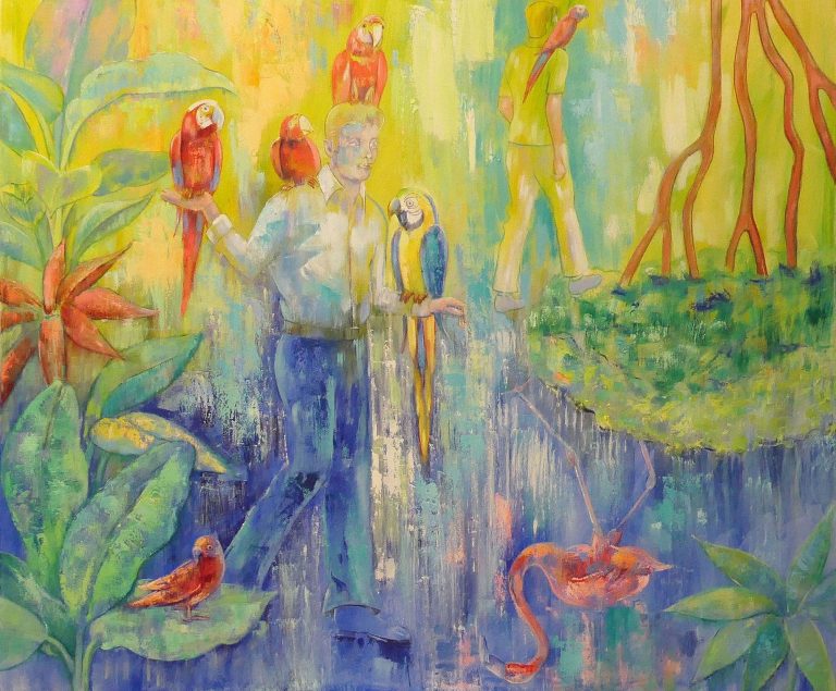 Birdmen, oil on canvas, 120 x 100 cm