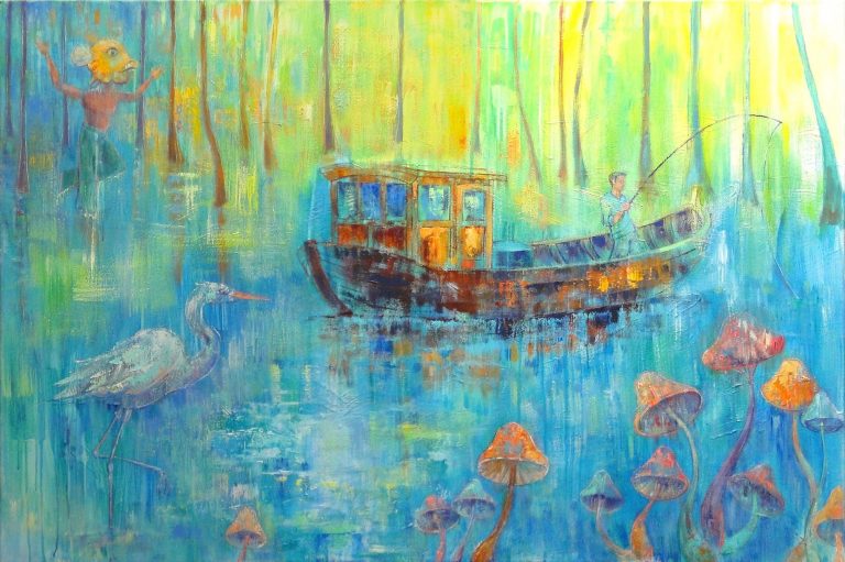 Boat trip, oil on canvas, 120 x 80 cm