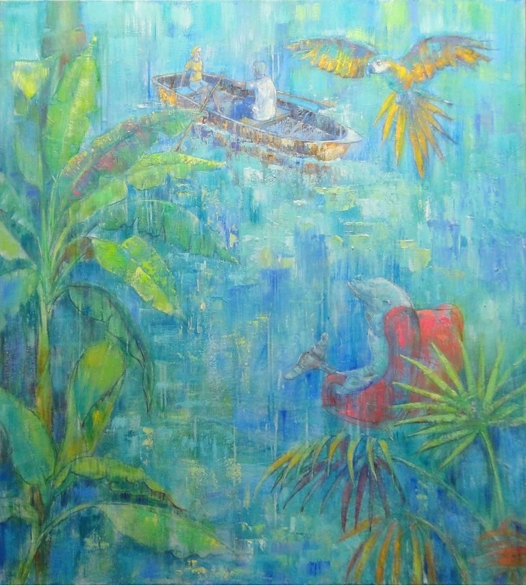 Looking for paradise, oil on canvas, 100 x 110 cm
