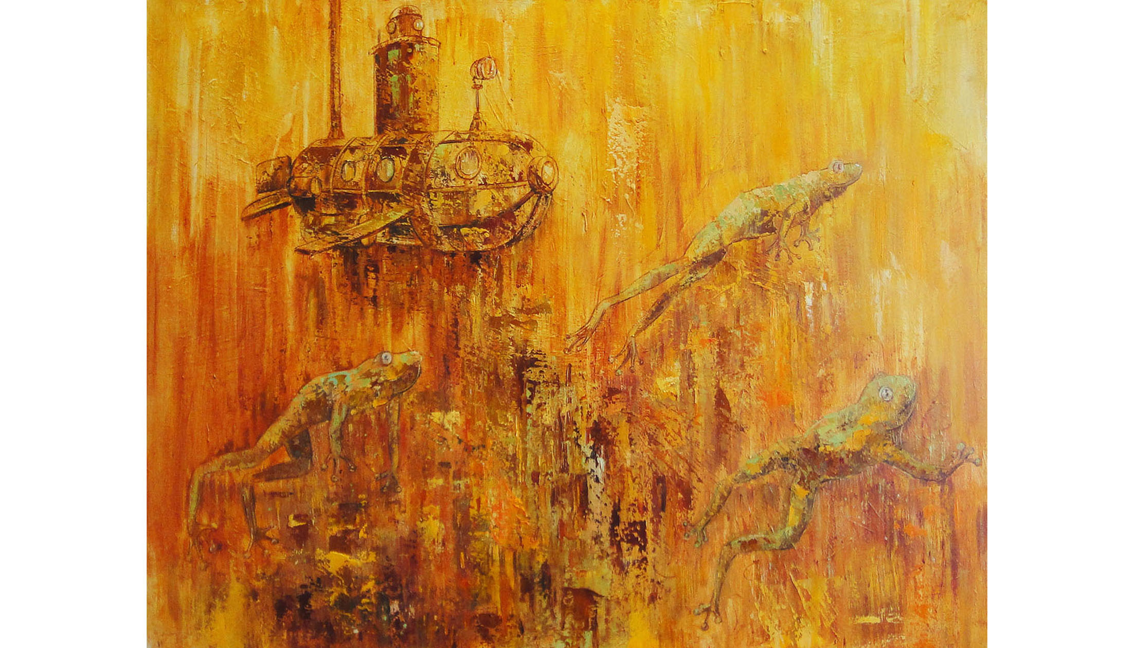 submarine, oil on canvas, 90 x 70 cm 
